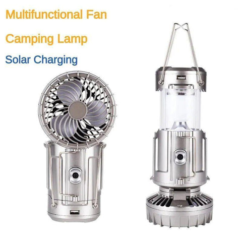 6in1 portable outdoor LED camping lantern with fan solar charge rechargeable light energy saving tent lamp flashlight