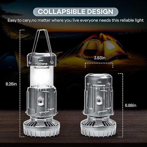 6in1 portable outdoor LED camping lantern with fan solar charge rechargeable light energy saving tent lamp flashlight