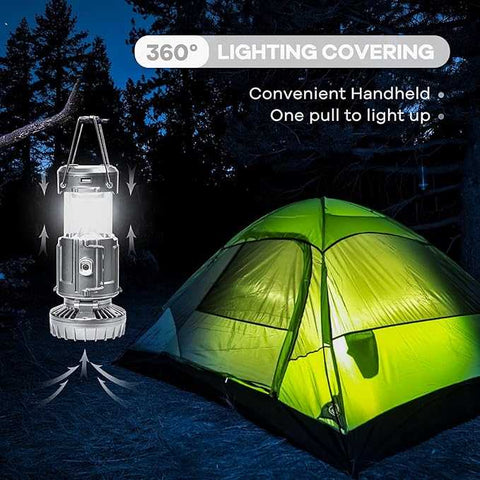 6in1 portable outdoor LED camping lantern with fan solar charge rechargeable light energy saving tent lamp flashlight